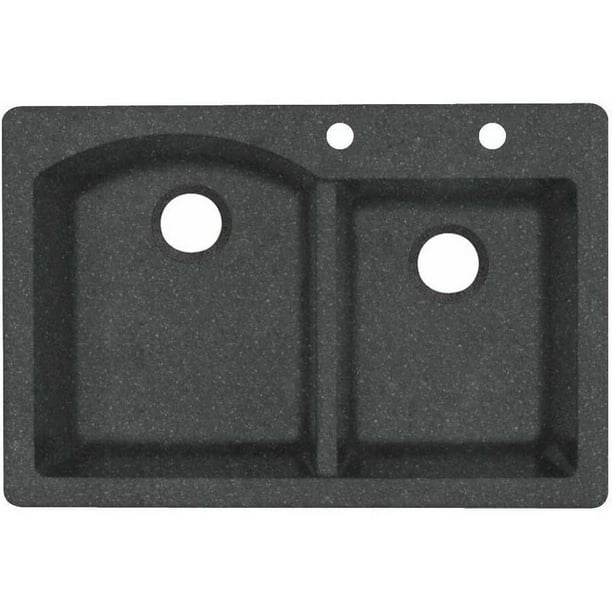 Swan Granite Dual Mount Kitchen Sink (22" x 33") with 2 Faucet Holes