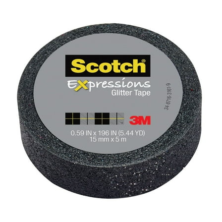 3M Expressions Glitter Tape, .59 in x 196 in, Black