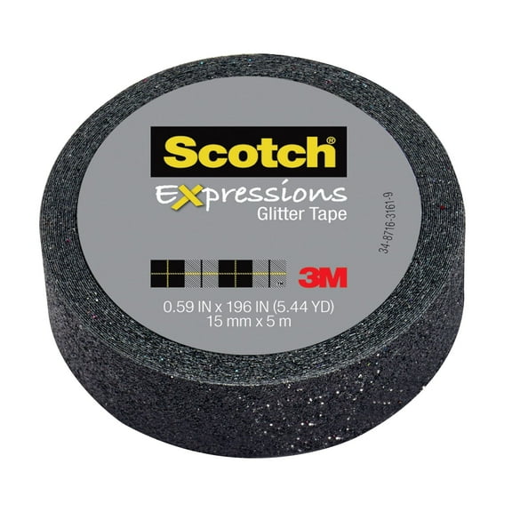 3M Expressions Glitter Tape, .59 in x 196 in, Black