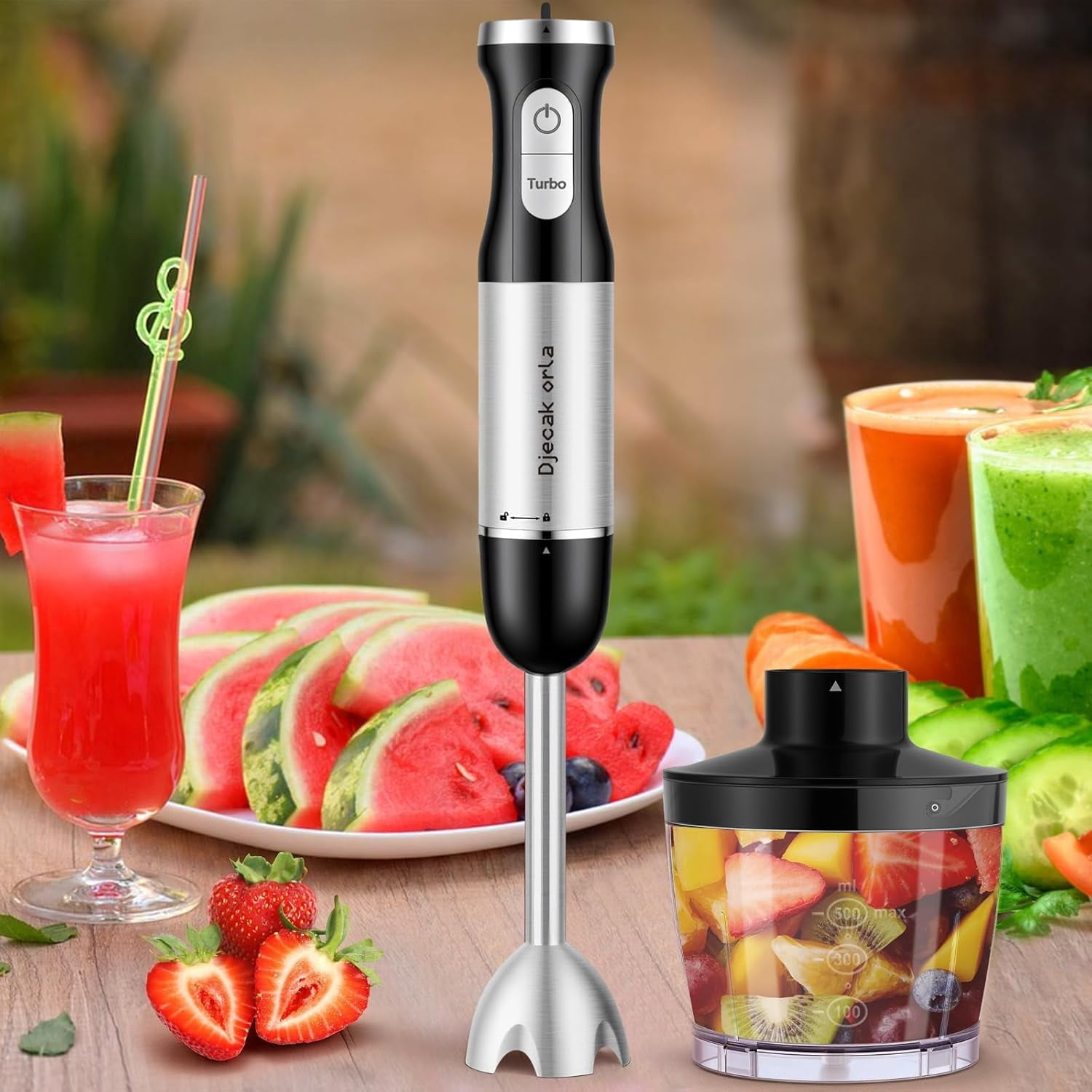 Upgraded 1100W 5-in-1 Immersion Hand Blender with 30 Speed Settings and Milk Frother