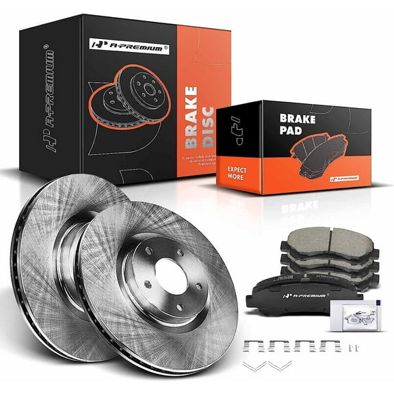 A-Premium 12.59 inch (319.8mm) Front Vented Disc Brake Rotors   Ceramic Pads Kit Compatible with Nissan Models - Maxima 2009-2014/2016-2018, 6-PC Set