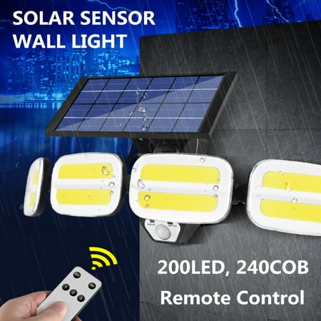 

Solar Motion Lights Outdoor 4 Head Motion Sensor Lights 355° Rotatable 240 COB 3 Modes & Remote Control Security Flood Lights Outdoor for Yard Garden Patio Garage Pathway Solar Powered