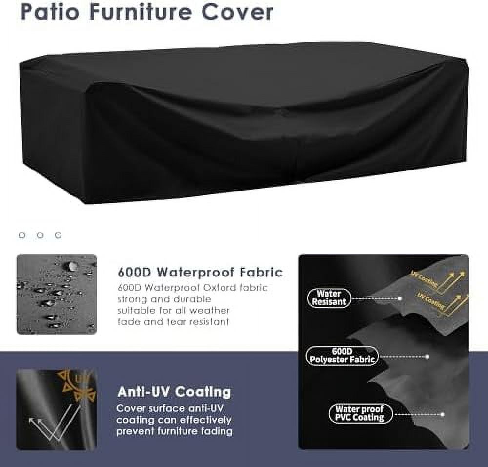 MRUAKA 7 Pieces Patio Furniture Set, Outdoor Furniture Sectional Rattan Sofa with Slanted Back, Patio Couch with Glass Coffee Table for Backyard Garden Dark Grey