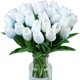 thumbnail image 1 of 15 tulipanes artificiales de seda de tacto real para decoración del hogar, Día de la Madre, primavera, boda, ramos, arreglos florales., 1 of 8