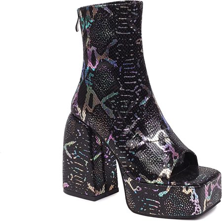 

ARQA Platform Boots for Women Open Toe Sexy Ankle Booties Chunky Heel Back Zipper Shoes Fashion Casual Platform Boots