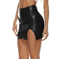 thumbnail image 3 of DYMADE Women High Waist Sexy PU Imitation Leather Slim Fit Skirt, 3 of 6