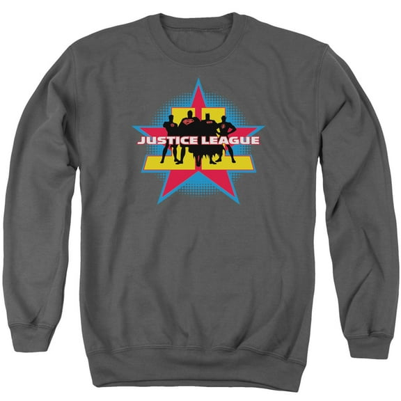 JLA Justice League Stand Tall Adult Crewneck Sweatshirt Charcoal