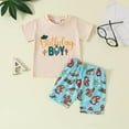thumbnail image 2 of YDFCWXW Toddler Baby Boy Summer Clothes Funny Letter Short Sleeve Tops T-shirt Shorts 2 Summer Outfits Set (Beige, 3-6 Months), 2 of 8