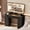 Black, variant on 44" Vanity Desk with Mirror and Lights, Glass top Makeup Table with Fluted Storage Drawer, Cabinet,3 LED Lights Modes, Power Outlet for Bedroom