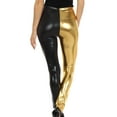 thumbnail image 4 of Sakkas Shiny Liquid Metallic High Waist Stretch Leggings - Made in USA - Black / Gold - S, 4 of 6
