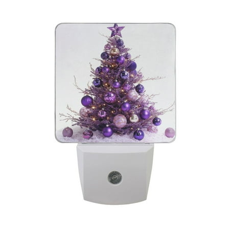 Purple Christmas Tree LED Night Light with Smart Sensor Plug Into Wall Dusk to Dawn 2 packs