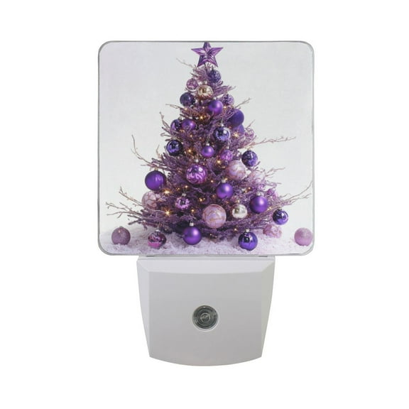 Purple Christmas Tree LED Night Light with Smart Sensor Plug Into Wall Dusk to Dawn 2 packs