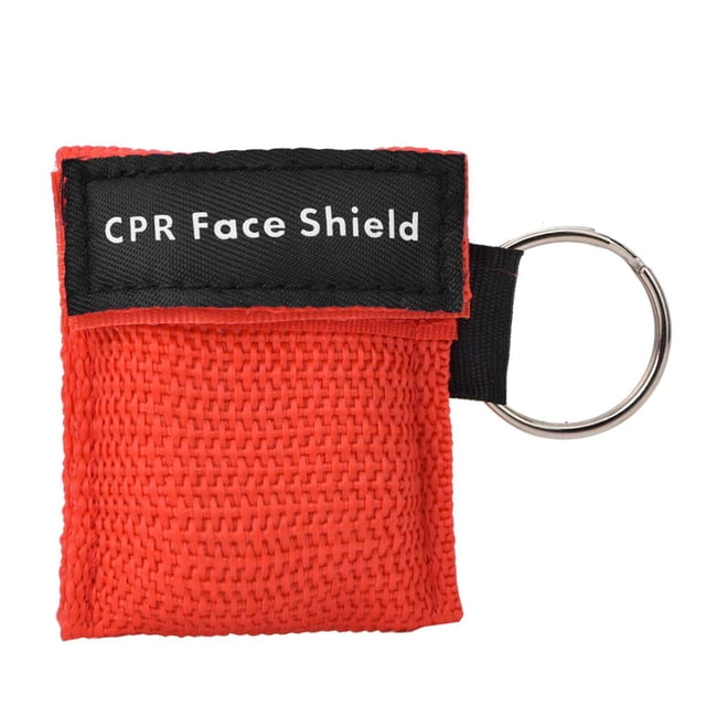 Llavero con válvula unidireccional, mascarilla de primeros auxilios para RCP de emergencia, herramienta de atención médica (rojo)