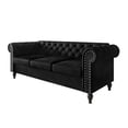 thumbnail image 2 of Home Design Kelso Velvet Rolled Arm Sofa with Deep Button Tufting, Nailhead Trim and Turned Legs, Black, 2 of 6