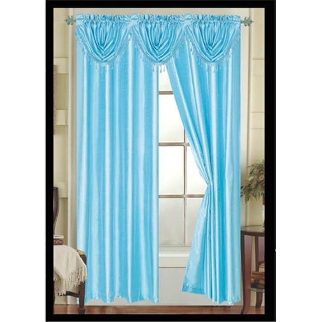Editex 627VALP3705 Elaine Waterfall Faux Silk Valance with Rod Pocket in Lagoon