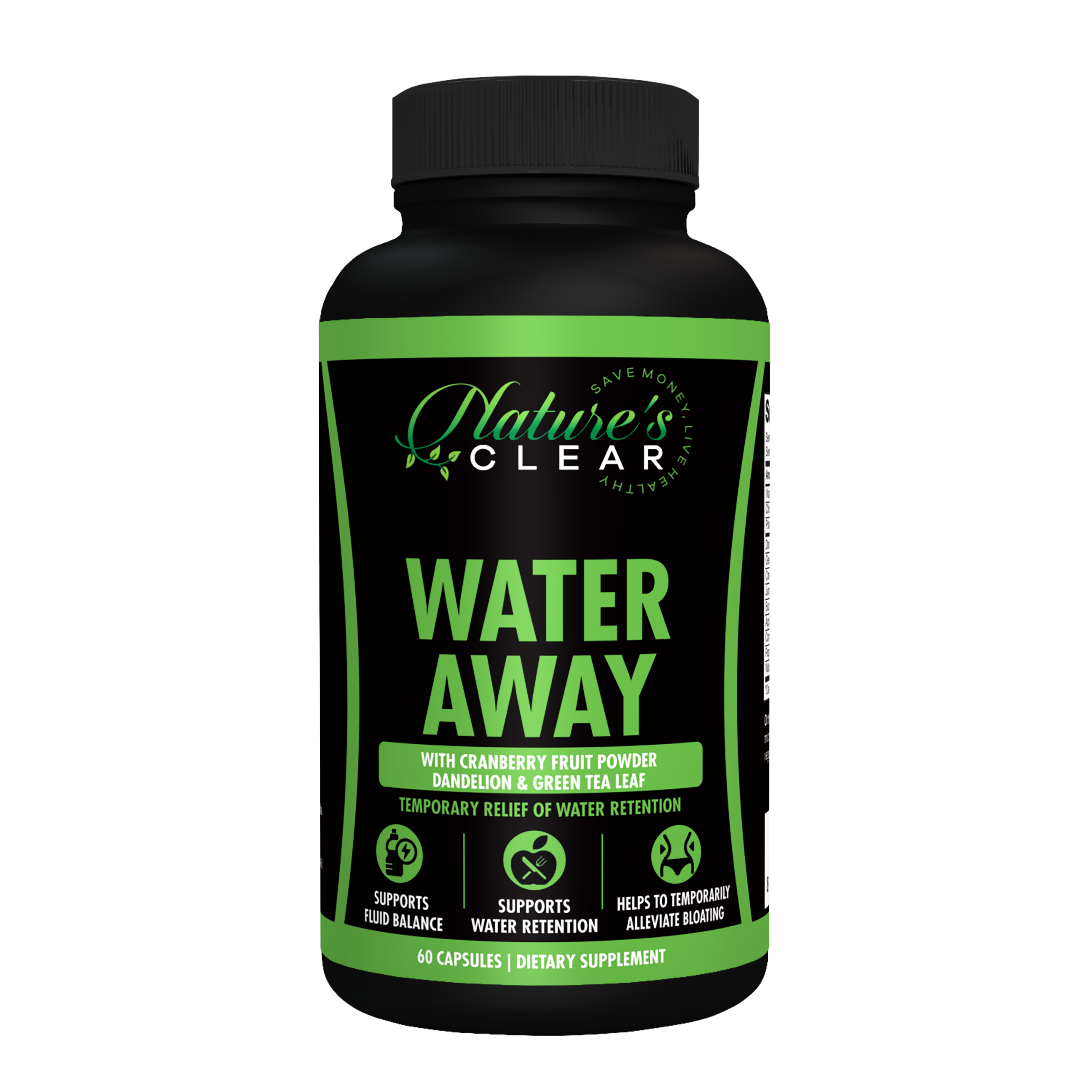 Nature's Clear Water Away Pills, Support Fluid Balance, 60 Capsules