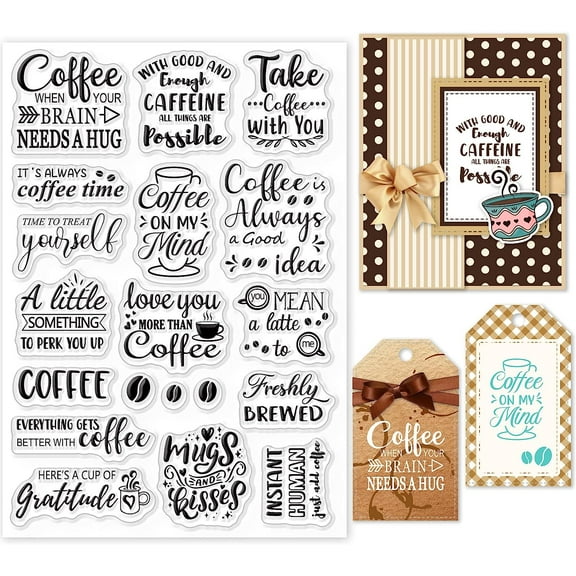 Coffee Text Clear Stamps for DIY Scrapbooking Coffee Bean Blessing Words Silicone Stamp Seals for Cards Making oto Journal Album Decoration 1sheet