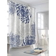 thumbnail image 3 of Fsddascl Blue White Shower Curtain Set - Standard 72" x 72" Washable Bathtub Curtain with 12 Hooks, Abstract Grey Chrysanthemum Flower Floral Waterproof Fabric Stall Shower Curtains for Bathroom, 3 of 6