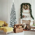 thumbnail image 3 of Gymax 7.5ft Snow Flocked Pencil Christmas Tree Artificial Pine Tree w/ Metal Stand, 3 of 10