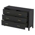thumbnail image 5 of 6 Drawer Dresser with Metal Handle for Bedroom, Storage Cabinet with Vertical Stripe Finish Drawer, Black, 5 of 9