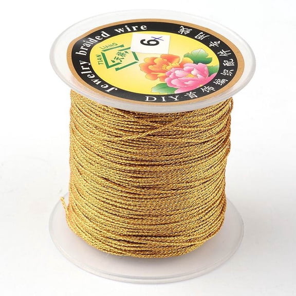 Round Metallic Thread Embroidery Thread 3-Ply golden 0.4mm about 164.04 yards(150m)/roll