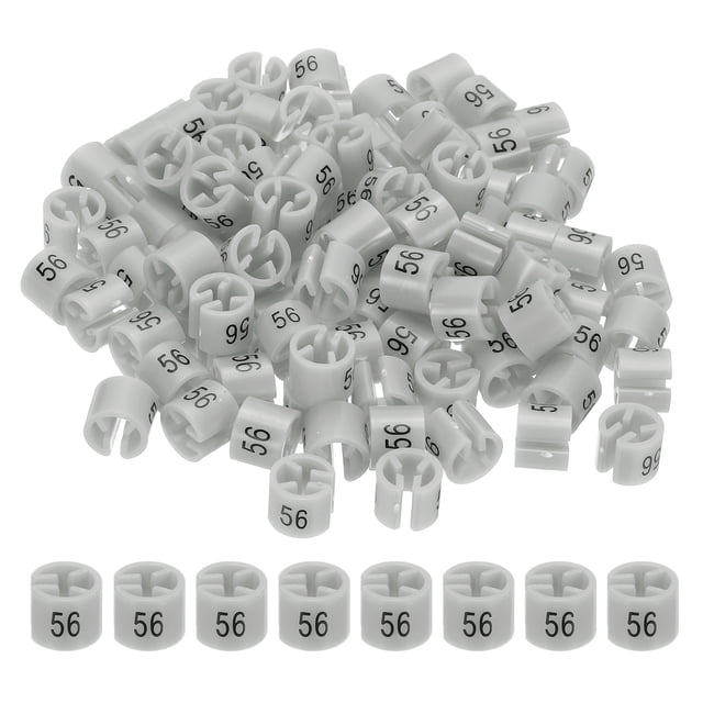 Marqueurs pour Cintres Numéro 56 Étiquettes Taille de Cintres Clips Ronds Étiquette de Codage Couleur, Gris 100 Pcs