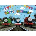 thumbnail image 3 of Telón de fondo con temática de tren de Thomas para niño, cartel de vinilo con temática de cumpleaños, tren de juguete y amigo, accesorios de fotografía para Baby Shower（W-532 250X180cm, 3 of 5