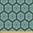 thumbnail image 2 of Ambesonne Floral Fabric by the Yard Upholstery, Oriental Art Flower Blooms, 1 Yard, Dark Teal and Turquoise, 2 of 5