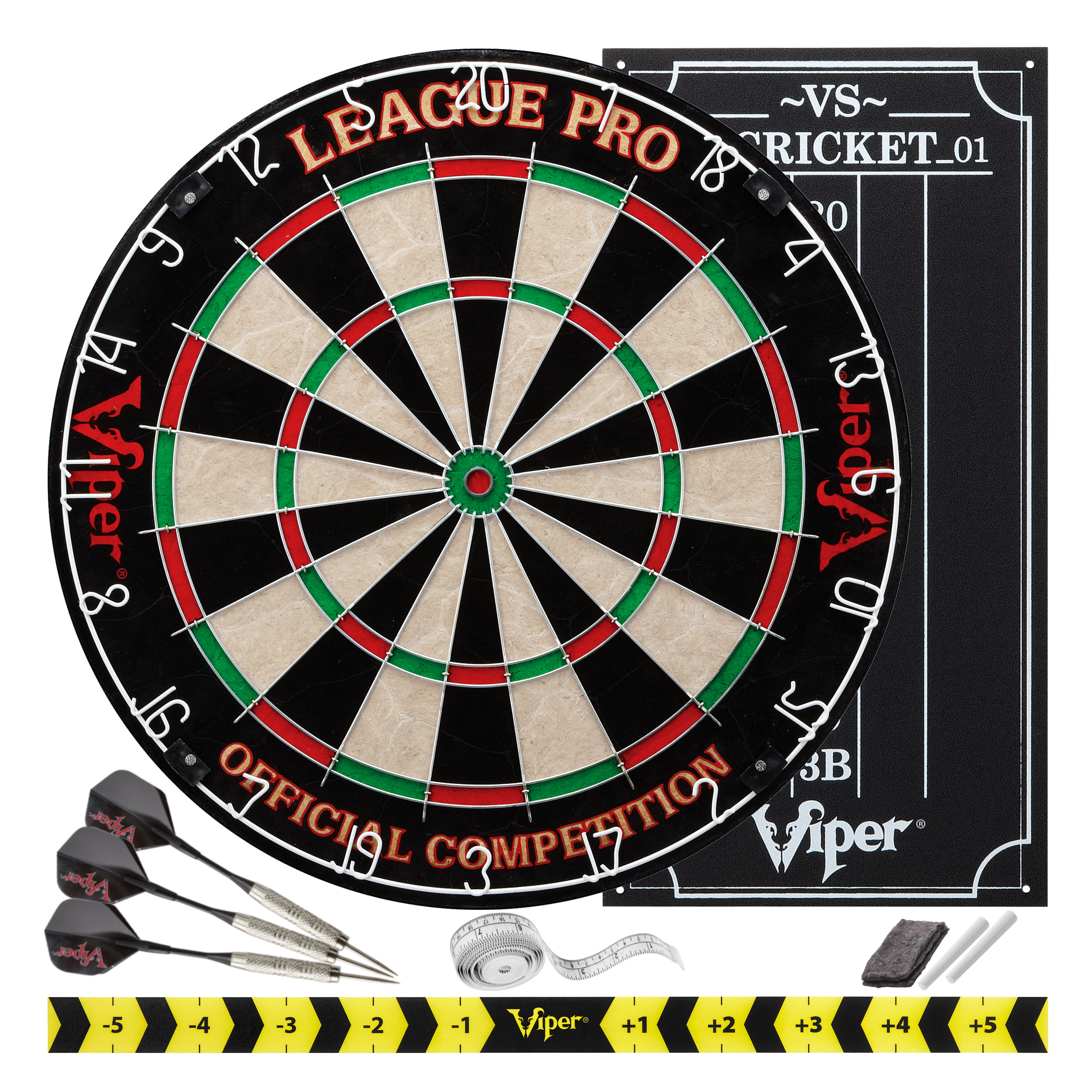 Viper League Pro Regulation Steel Tip Sisal Dartboard Set, Full Starter Set