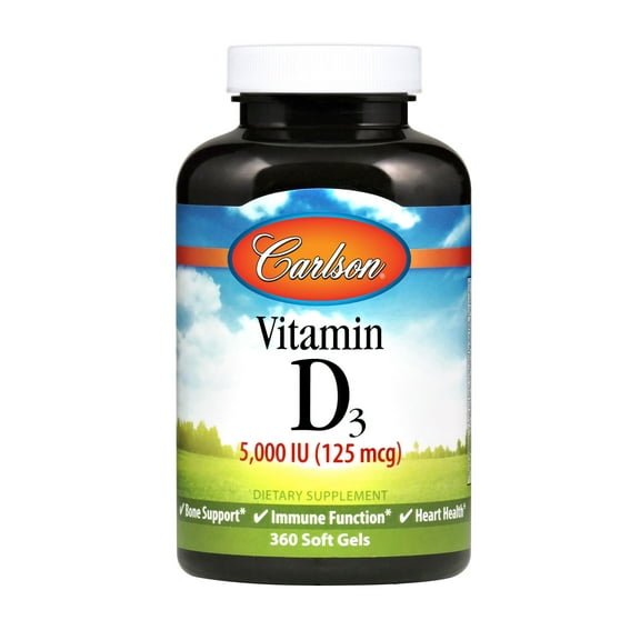 Carlson Vitamin D3 Softgels, 5000 IU, 360 Ct