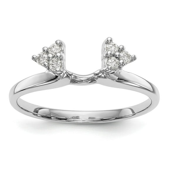 14K White Gold Ring Band Wedding Diamond Round Wrap