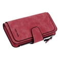 thumbnail image 2 of MasteelfCA Sac Rouge pour Femmes à Trois Volets, Double Couleur, Portefeuille Rétro à Boucle, Mat, Longue Poche Zippée, Portefeuille, Sac en PU de Qualité Supérieure, 2 of 8
