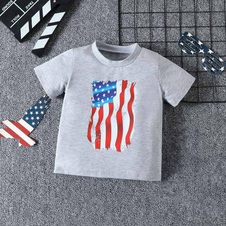 

Summer Savings Clearance! Edvintorg 4Th Of July Print T Shirt Boys Summer Cotton Clothes Toddler Baby Boys Independence Day Short Sleeve Tie Dyed Usa Letter T-Shirt Top 1-6 Years