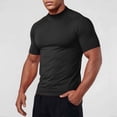 thumbnail image 3 of Muscle Shirts for Men Summer Lightweight Short Sleeve Neck Slim Fit Moisture Wicking Athletic Workout Gym Tshirt, 3 of 5
