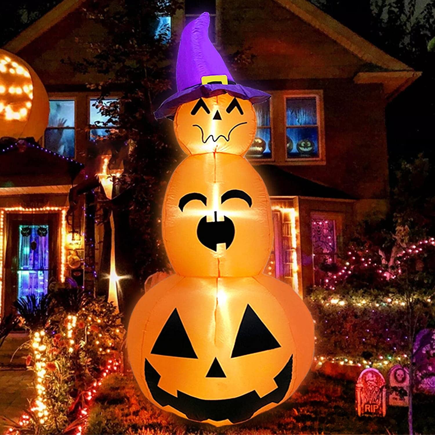 8 Foot Giant Halloween Inflatable Pumpkins Wizard Jack-O-Lantern ...