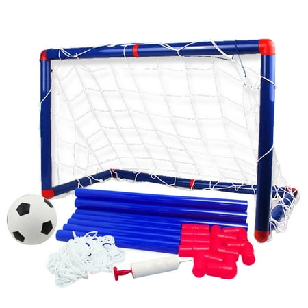 

FRCOLOR 1 Set Outdoor DIY Football Plaything Kit Soccer Goal Net Football Assemble Tube Accessorie Inflator for Kids Outdoor Training Game Toy (Blue 90CM Height)