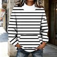 thumbnail image 5 of Kizanda Women Striped Mock Neck Sweatshirt with Front Pocket Loose Fit Printed Fashion Long Sleeve Pullover Sweatshirt Casual Outdoor Soft Raglan Sleeve Fall Winter Blouses XXL, 5 of 7