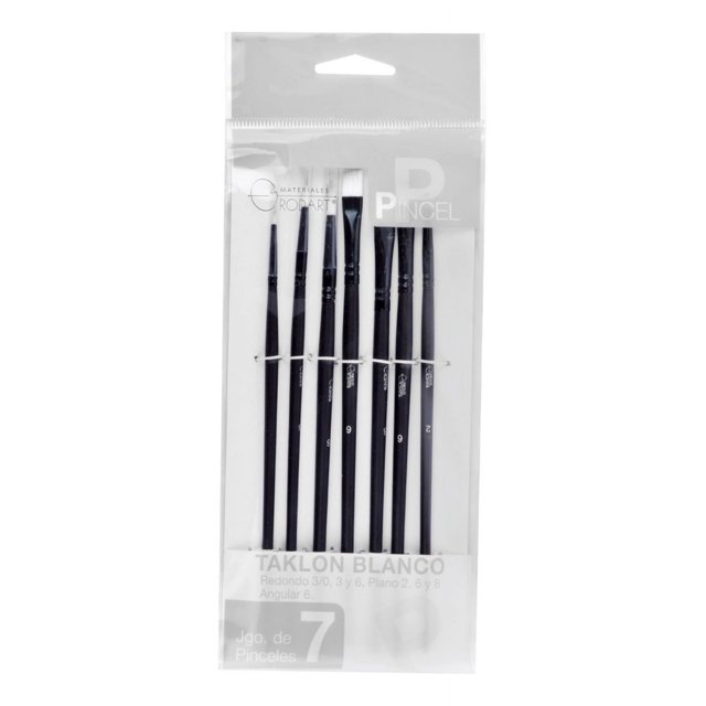 Pinceles Artísticos Mixtos Taklon Blanco Rodart 7 Piezas multicolor SIN TAMAÑO
