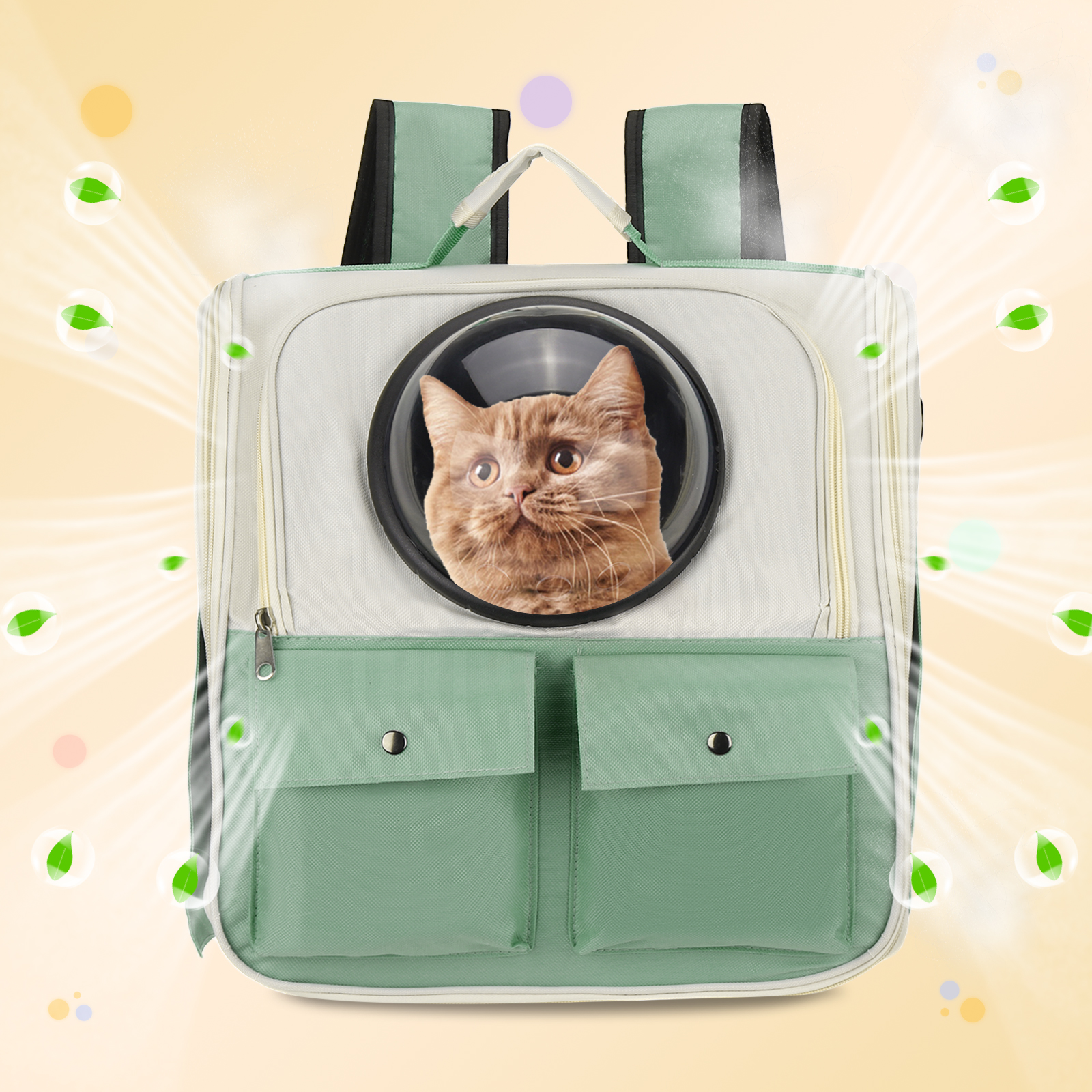 Uxcell 1Pcs 14.17" Pet Backpack Carrier Ventilated Oxford Cloth Dogs Cats Small Animals Green Intended for Hiking Camping