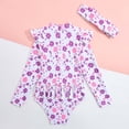thumbnail image 6 of Swimsuits for Girls 2 Piece Long Sleeve Floral Print Bikini Style Swimsuit and Headband UPF Sun Beach Play Tankini Purple Size 5-6 Y, 6 of 8