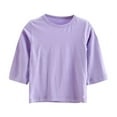 thumbnail image 4 of YUTK Girls' Sweatsuit Set,Toddler Kids Boys Girls Fashion Cute Solid Color Soft Half Sleeve Top Pants Home Wear Suit Purple, 4 of 5