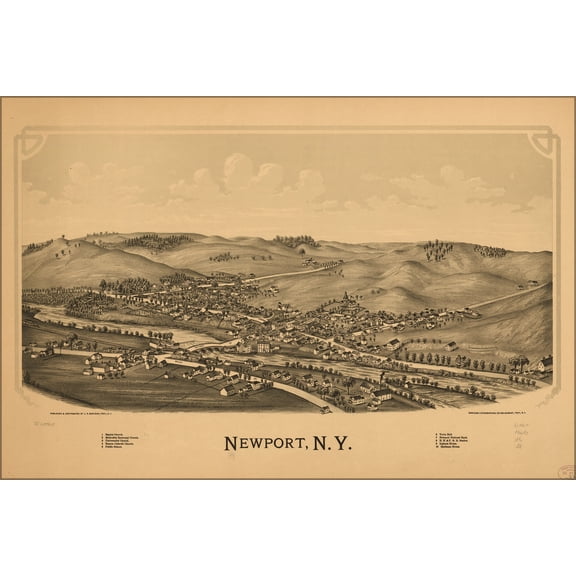 24"x36" Gallery Poster, map of Newport, New york 1890