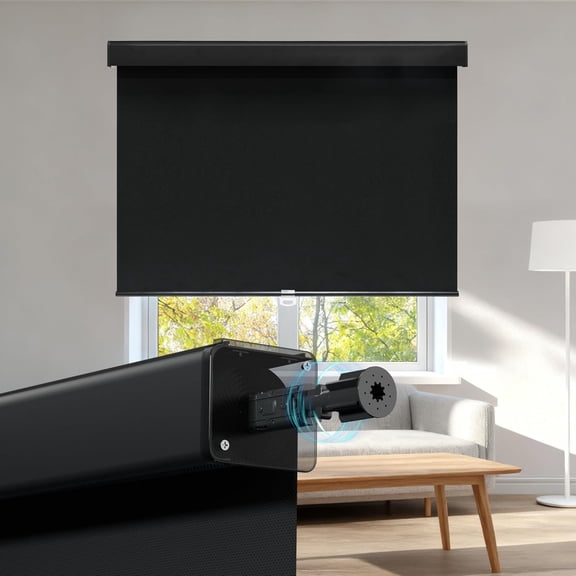 Customized Blackout Shades for Windows, Free-Stop Cordless Roller Shades, Thermal-Insulated Blinds, Pull-Down Window Shades for Office, Bedroom (Black, 34'' W x 90'' H)$$Home Decor, Kitchen, & Other