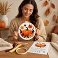 thumbnail image 6 of Pumpkin Decor, Halloween Embroidery Kit, Embroidery Starter Kit for Adult Beginner with Pumpkin Flower Pattern Hand Embroidery Set with Cloth Hoop Needle Threader Floss and Instruction, 7.87in, 6 of 8