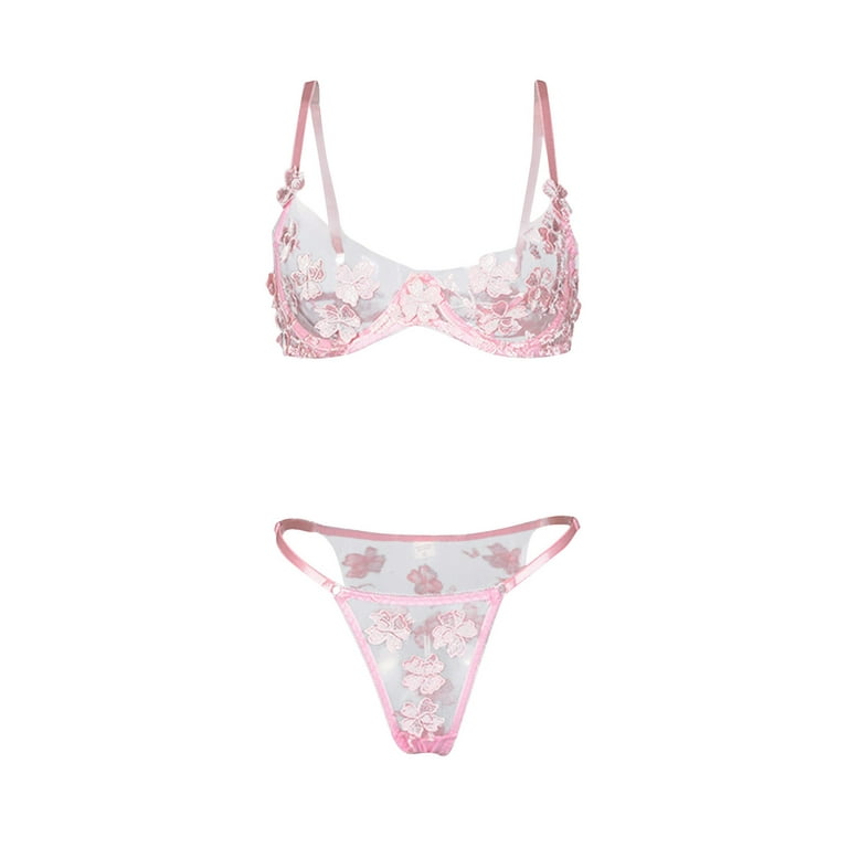 YDKZYMD Lingerie Set for Women Sexy Mesh Girlish Floral