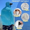 thumbnail image 4 of SEANATIVE Sun Protection Fishing Hoodie for Men, Long Sleeve Hooded Full Coverage Fishing Shirt Workout Camping Running Hooded Top with Mesh Face Mask, M, Abstract Stripes Pattern Blue, 4 of 7