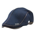 thumbnail image 2 of Naierhg Beanie British Style Adjustable Buckle Thickened Fleece Lining Beret Hat Winter Flat Peaked Mid-aged Men Knitting Forward Hat Costume AccessoriesDark Blue, 2 of 8