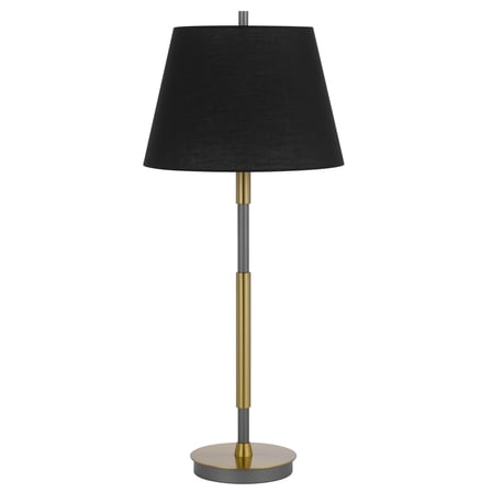 Siu 30 Inch Table Lamp, Gold Metal Thin Pole w Finial, Black Shade