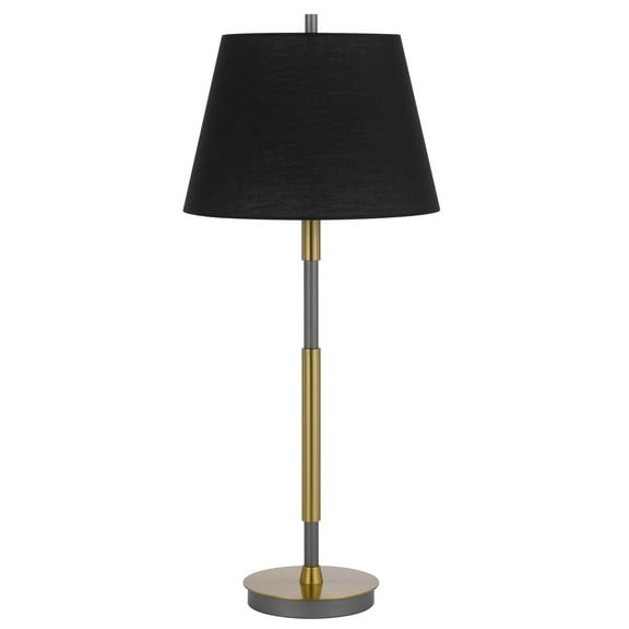 Siu 30 Inch Table Lamp, Gold Metal Thin Pole w Finial, Black Shade