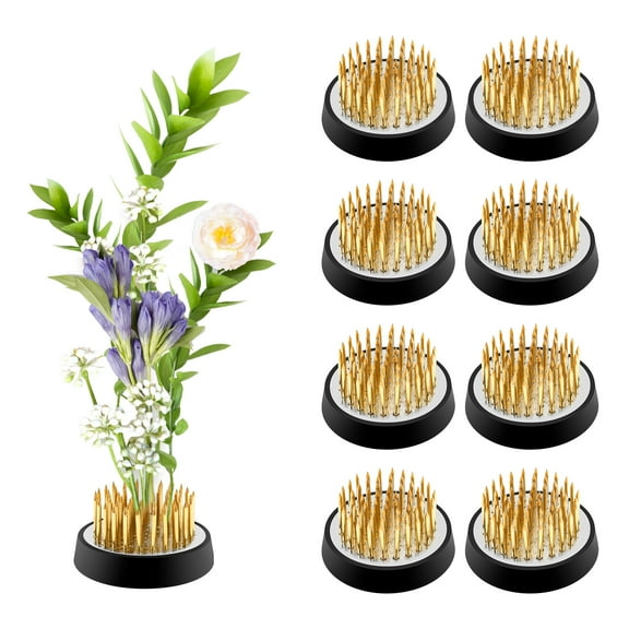 8Pcs Metal Flower Frog Set 1.34 Inch Copper Round Floral Arrangement Frog Flower Pin Holder Floral Fixed Tool for DIY Enthusiasts Beginners